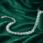Pulsera tejida para mujer de plata de ley 925 - Elegante collar de plata tejido fino para mujer, regalo de joyería ajustable
