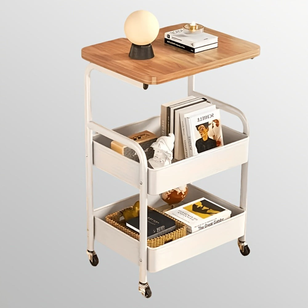 Carrito de rodillos multifuncional de tres niveles, estante de almacenamiento multifuncional de metal, estante para snacks, con rodillos portátiles, adecuado para cocina, hogar u oficina, carrito de rodillos para almacenamiento y organización de oficina,