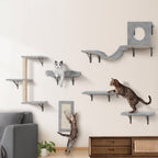 VEVOR Estanterías para gatos montadas en la pared con tableros de salto hamaca sofá conjunto de 6