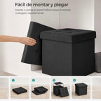 Puff o Banco de almacenaje Plegable | Taburete Reposapiés Otomana | Baúl de Almacenamiento | Taburete Reposapiés.para Cama, Dormitorio, salón, Comedor o Recibidor | 38x38x38cm | Soporta 300kg.