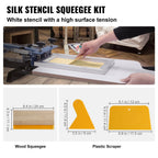 Kit de Serigrafía VEVOR, 3 Piezas de Marcos de Serigrafía de Aluminio 6x10/8x12/10x14 Pulgadas, 110 Mallas, 5 Purpurinas, Raspadores de Serigrafía y Películas Transparentes para Estampado DIY en Camisetas