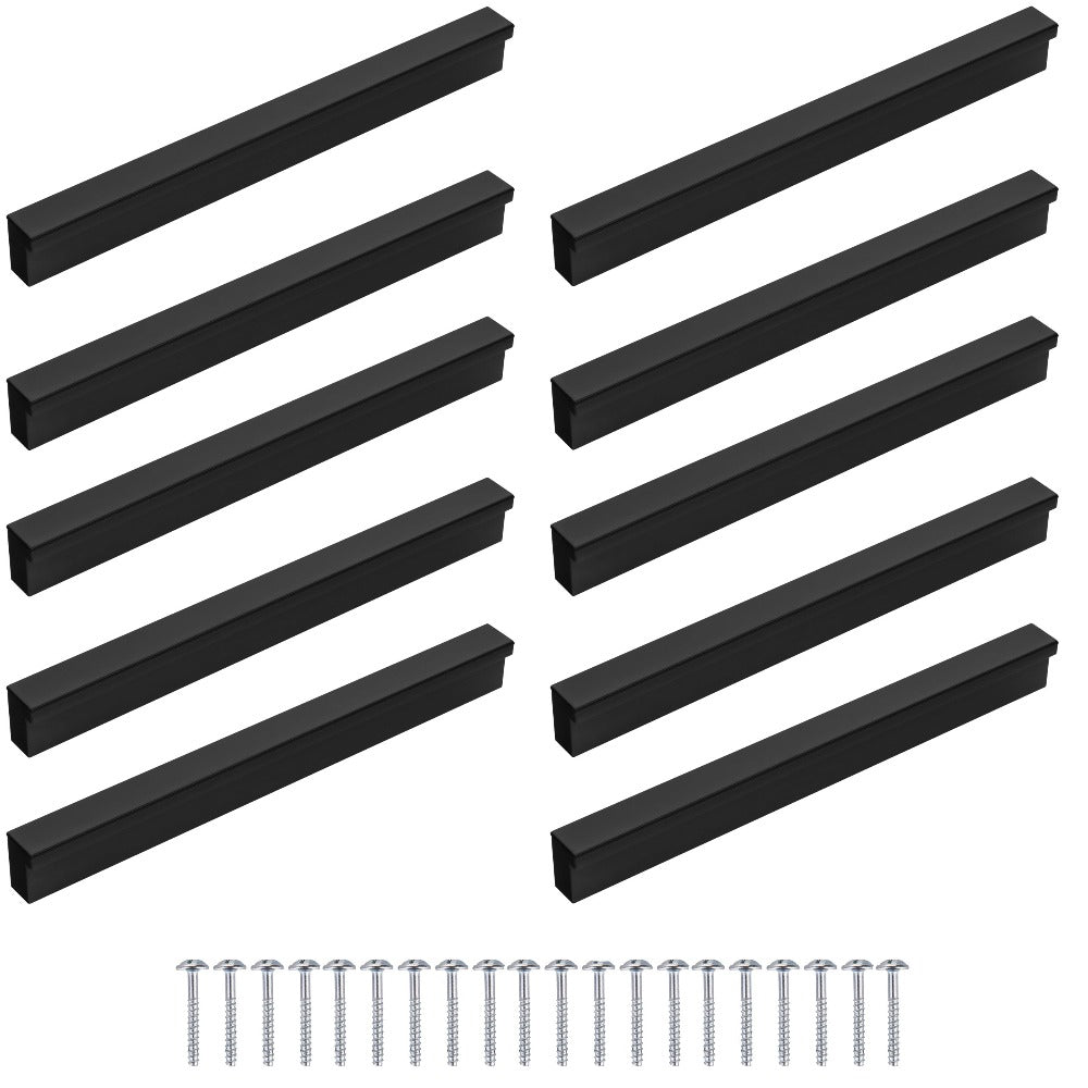 10piezas de manijas de muebles negros, tira, espaciado de agujeros 96Mm 128Mm 160Mm, manijas modernas y estéticas para armarios, cajones y puertas, ideales para cocina, baño, sala de estar - un conjunto completo con tornillos.