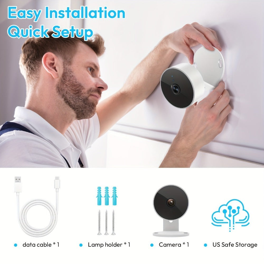 1pc Cámara de seguridad inalámbrica de 3MP para el hogar, sistema de vigilancia con edición nocturna, audio bidireccional y alertas de actividad para el monitoreo del hogar/bebé/mascota