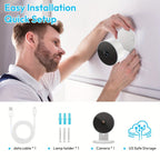1pc Cámara de seguridad inalámbrica de 3MP para el hogar, sistema de vigilancia con edición nocturna, audio bidireccional y alertas de actividad para el monitoreo del hogar/bebé/mascota