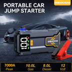 Arrancador de Coche 7000A con Linterna LED, Pantalla LCD Grande, Pack de Refuerzo de Batería de Emergencia para Coche de 12V, Jump Box, Cargador Portátil Power Bank