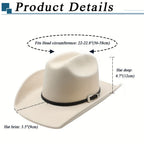 Sombrero Vaquero Unisex: Sombrero de Fieltro de Ala Ancha Clásico para Exteriores con Hebilla - Unisex