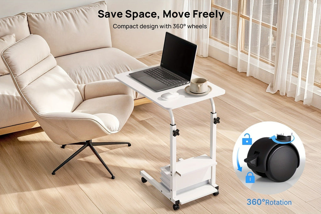 Escritorio Elevable de Altura Ajustable 68.58cm-83.82cm, Escritorio de Ordenador de 3 Niveles con Almacenamiento, Diseño Deslizante Debajo para Ahorrar Espacio, Robusto y Duradero, Fácil de Instalar, Mesa de Estudio Cómoda Ideal para Oficina en Casa, Sofá