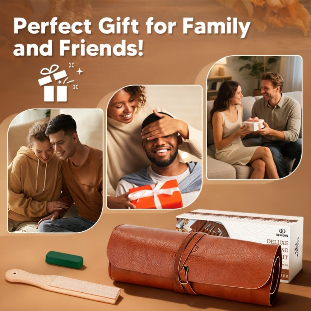 Set de 15 herramientas de tallado de madera PU para bolsas, kit de tallado de madera artístico, caja de regalo para tallado de madera, para amantes de la artesanía