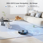 Lubluelu SL60 Plus+ Robot Aspirador con Autovaciado, Manos Libres hasta 60 Días, Robot Aspirador y Trapeador Combo de Súper Succión de 6500Pa, Navegación Láser LDS9.0, Mapeo Multicapa, Robot Aspirador 3 en 1 Autocargable para el Hogar, Pelo de Mascotas, P