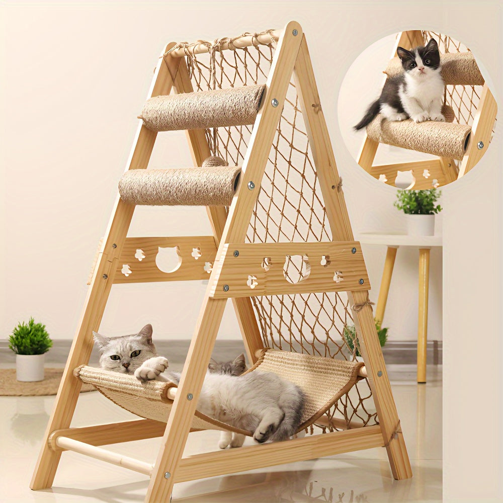Rascador para gatos | Torre para Gatos Adecuada para Interiores, Centro de Actividades de Múltiples Pisos con 2 Postes para Rascar, Cama para