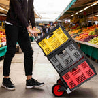 Carretilla de mano plegable, carrito de mudanzas, carretilla con área de carga antideslizante y altura de mango ajustable, carga máxima de 80 kg