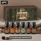 Un set de 6 aceites esenciales perfumados de madera para regalos de Ramadán, regalos de Pascua, que incluye difusor, velas perfumadas, quema incienso, piedras de incienso, humidificador, para coche y recambios de aceites esenciales para el hogar