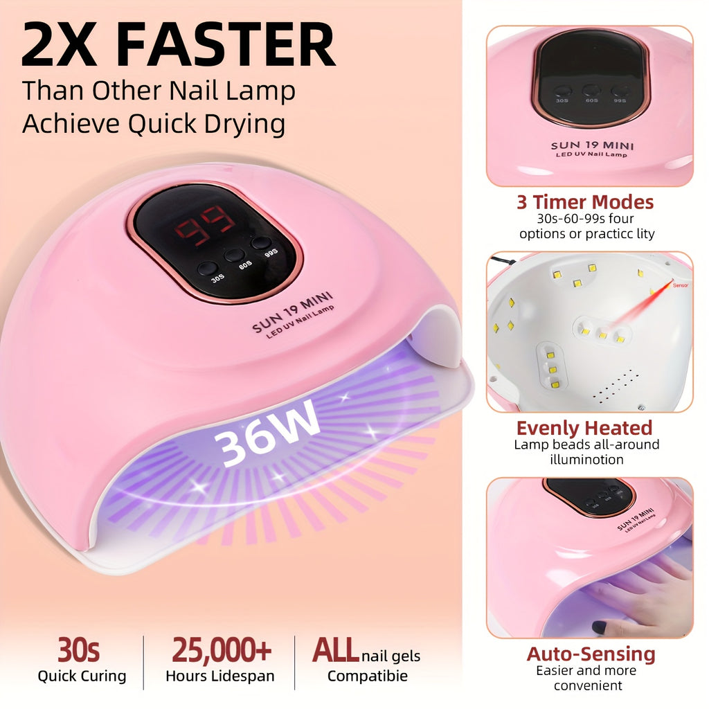 Set de estudio de uñas con máquina y lámpara - El set incluye polvo acrílico, corrector de imperfecciones, accesorios para arte de uñas, diseño de gel - Set completo para hogar y salón