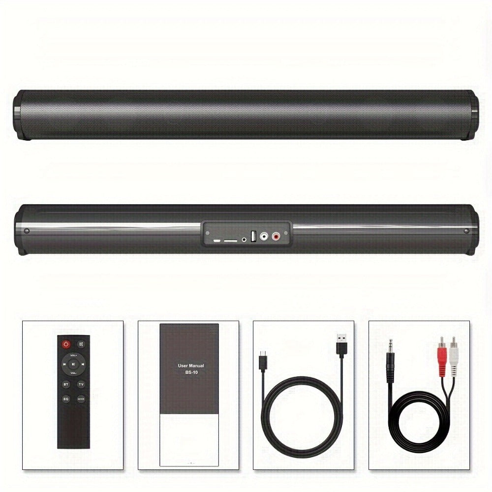 Lange BS-10 Barra de Sonido Inalámbrica con Conexión Inalámbrica, Tipo-C y Operación - Altavoz Compacto para TV, Ideal para Cine, Smartphones, Tabletas, PCs y Dispositivos de Streaming