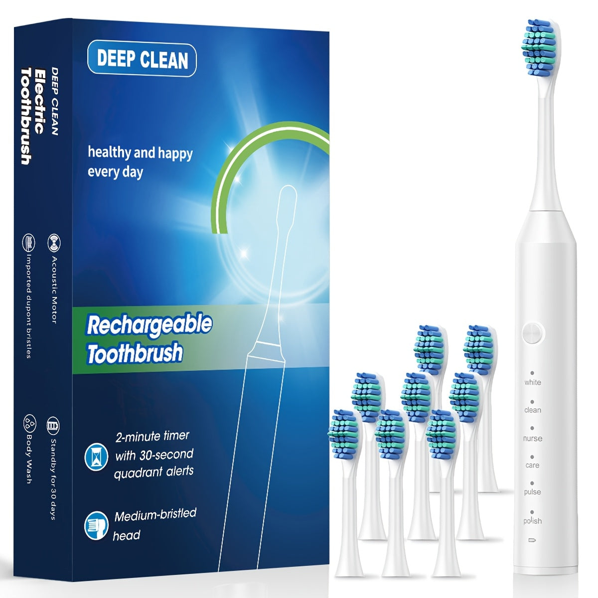 Cuidado bucal | Cepillo de dientes eléctrico inteligente para adultos con 6 modos de limpieza (limpieza profunda, blanqueamiento, cuidado de