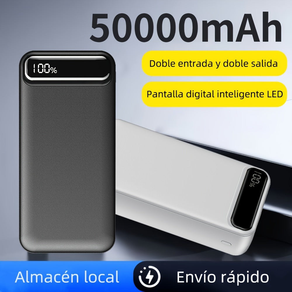 Batería Externa Portátil de 50000mAh de Gran Capacidad, Interfaz USB/TYPE-C, Pantalla Digital LED de Batería/Múltiples Interfaces, Carga Súper Rápida, Adecuada para Teléfonos Móviles/Productos Electrónicos Digitales, Batería de Respaldo de Emergencia Port