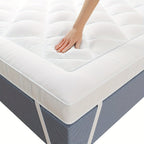 Colchón Topper Delgado de Calidad Hotelera de Lujo con Bandas Elásticas en las Esquinas, Tela Transpirable, Relleno de Poliéster 1000GSM, Cómodo y Cálido, Lavable a Máquina, Blanco, Diseño Acolchado en Cuadros Diamante, Tamaño Completo, Diseño de Caja