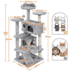 Costoffs Poste para Rascar de Gatos de 138 cm, Árbol Resistente con Pelota de Juego y Cueva para Gatos, Torre de Rascado y Escalada para Gatos, Casa para Gatos