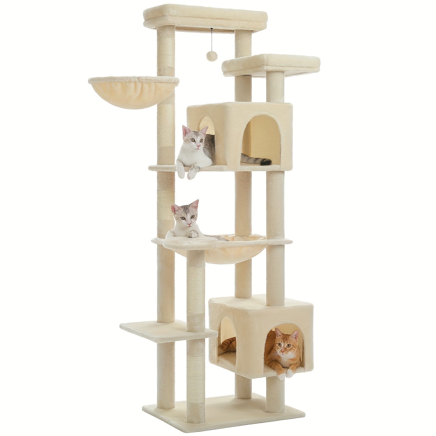 Pawz Road 175Cm Árbol para Gatos Altos para Gatos Grandes de Interior, Torre Grande para Gatos Adultos con Hamaca Súper Grande, Torre para Gatos con Postes para Rascar, Casa Tipo Condominio y Plataforma Superior Grande