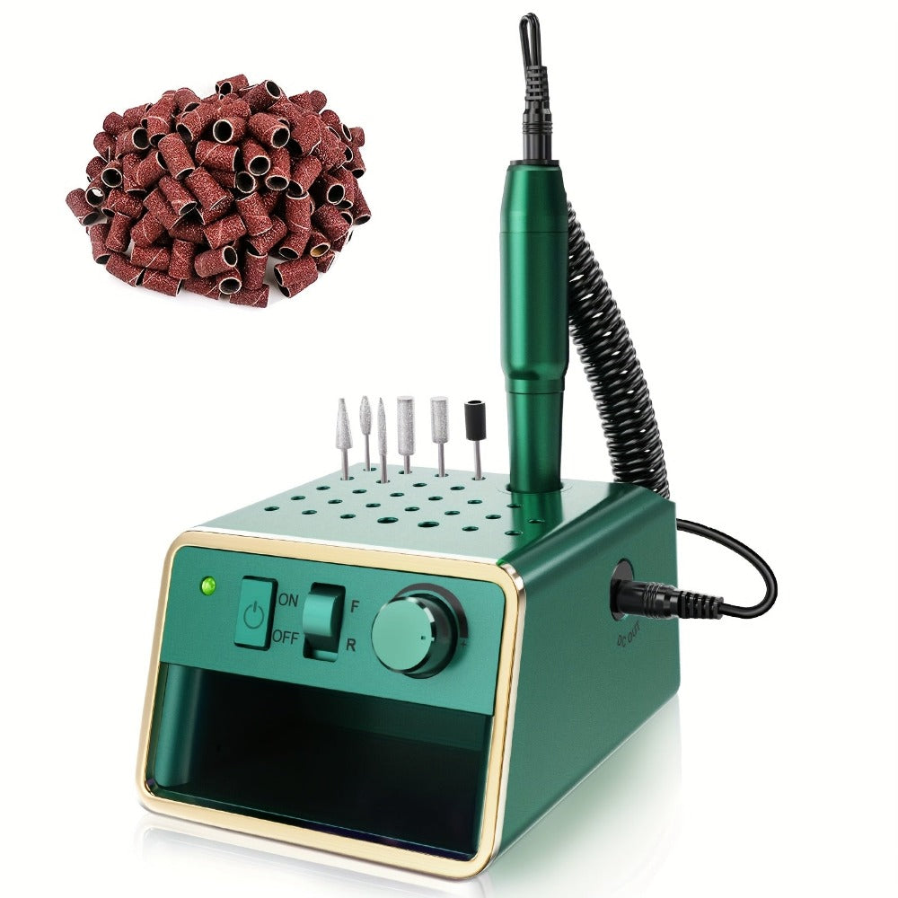 Torno de Uñas 20000 RPM: Kit de Torno de Uñas Portátil, Lima de Uñas Eléctrica para Uñas Acrílicas Gruesas con Brocas de Torno de Uñas, Bandas de Lijado, Manicura y Pedicura para Salón de Estética, Verde