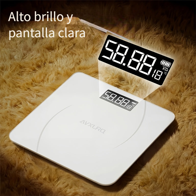 Báscula de baño de alta precisión, báscula electrónica de cuerpo con pantalla LCD ultradelgada con visualización de temperatura, inicio automático al pesar, pesaje hasta 180 kg, cambio de unidad LB/KG, diseño de plataforma de vidrio templado antideslizant