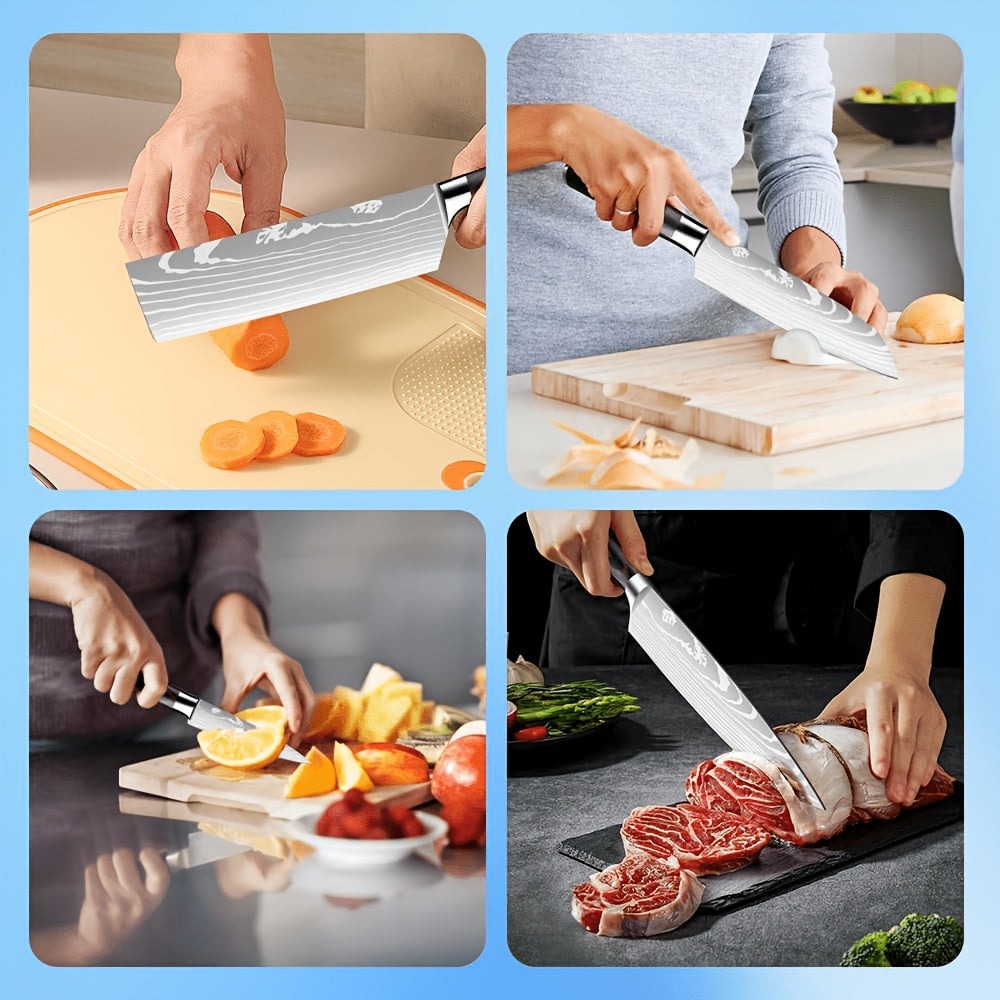 Juego de 5 piezas/Juego de 8 piezas [Caja de regalo + Sello de cintura], Juego de cuchillos de cocina, Cuchillo de chef, Cuchillo para rebanar, Corte de carne y pescado, Un juego puede preparar una variedad de ingredientes, Cocina casera, Hoteles, Restaur