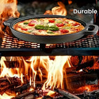 Sartén de hierro fundido versátil - Perfecta para pizzas, parrillas y panqueques - Compatible con todos los estufas, ideal para cocinar al aire libre y cocinas domésticas