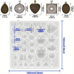 Kit de moldes de resina para joyería con bandejas para colgantes, 30 piezas de colgantes de 5 estilos y 1 molde de silicona para fundir joyería de epoxi para manualidades de colgantes y creación de regalos de joyería DIY