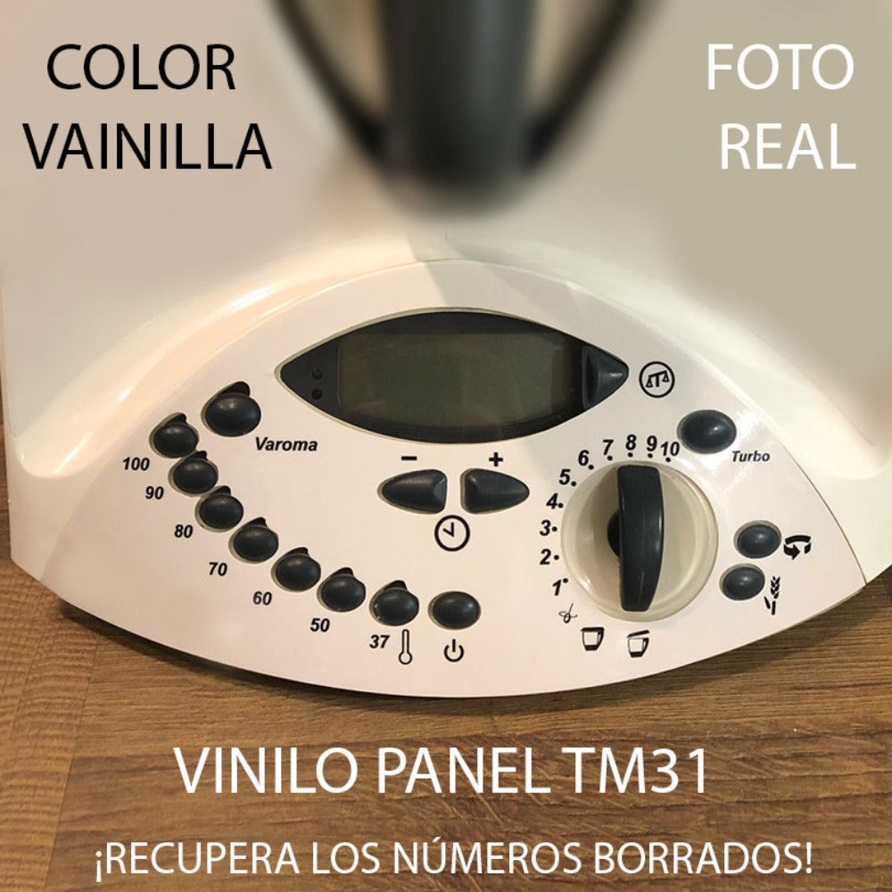 APCym Vinilo para Thermomix TM31 MOD. PANEL COLOR VAINILLA Pegatinas decorativas compatibles con robot de cocina Thermomix TM31, diseño de accesorios de cocina, resistente al agua, autoadhesiva