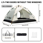 Tienda de campaña PAKICETUS Pop Up para 1/2/3 personas | Amplia, ligera, portátil, ideal para senderismo y camping al aire libre, color amarillo sólido, material de poliéster y fibra