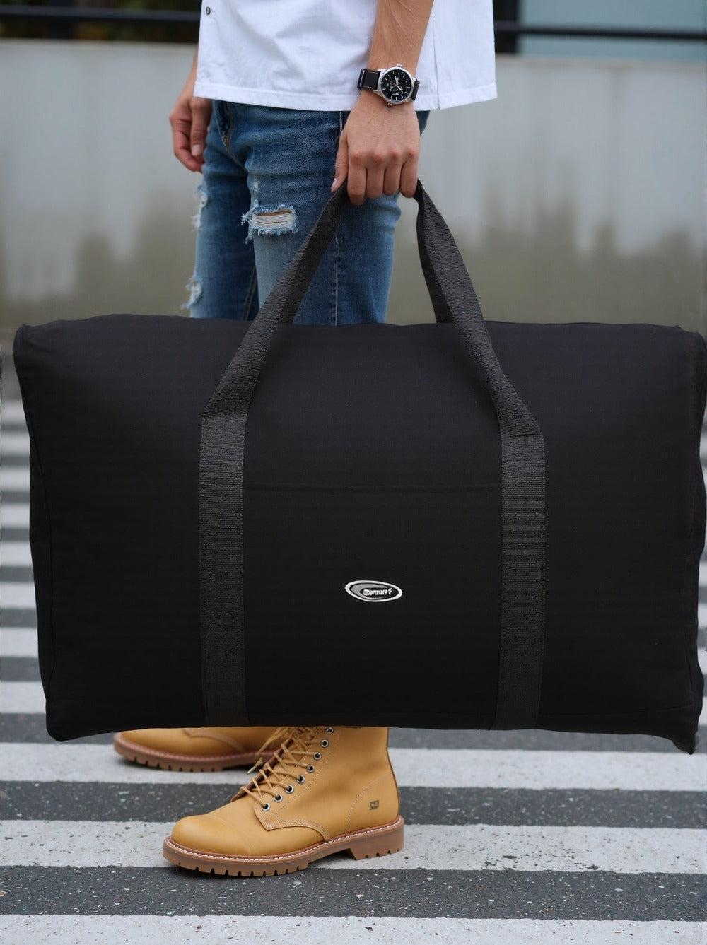 Bolsa de Viaje de Poliéster Negra con Función de Almacenamiento - Tamaño Extra Grande 180L, Fuerte y Duradera para Equipaje y Actividades al Aire Libre