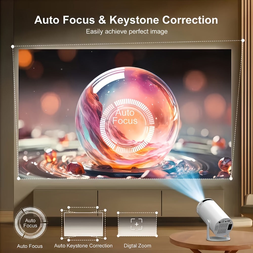 Proyector inteligente 4K Full HD, proyector sin varillas con WiFi y Bluetooth, compatible con 1080P, rotación de 180 grados, altavoces integrados, apto para iPhone/Android 11.0/sistema, compatible con Netflix y YouTube