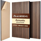 Juego de 2 paneles acústicos autoadhesivos, de 100X52 cm, diseñados para insonorización y reducción de eco. Estos paneles de revestimiento de madera son perfectos para decorar paredes en salas de estar, oficinas y hogares.