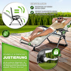 Tillvex® Tumbona Reclinable Plegable hasta 200Kg, Sillón de Sol para Jardín Exterior, Resistente a la Intemperie para Balcón, Jardín y Terraza, Ajustable con Acolchado Grueso, Reclinable, Extra Ancha, con Soporte para Bebidas