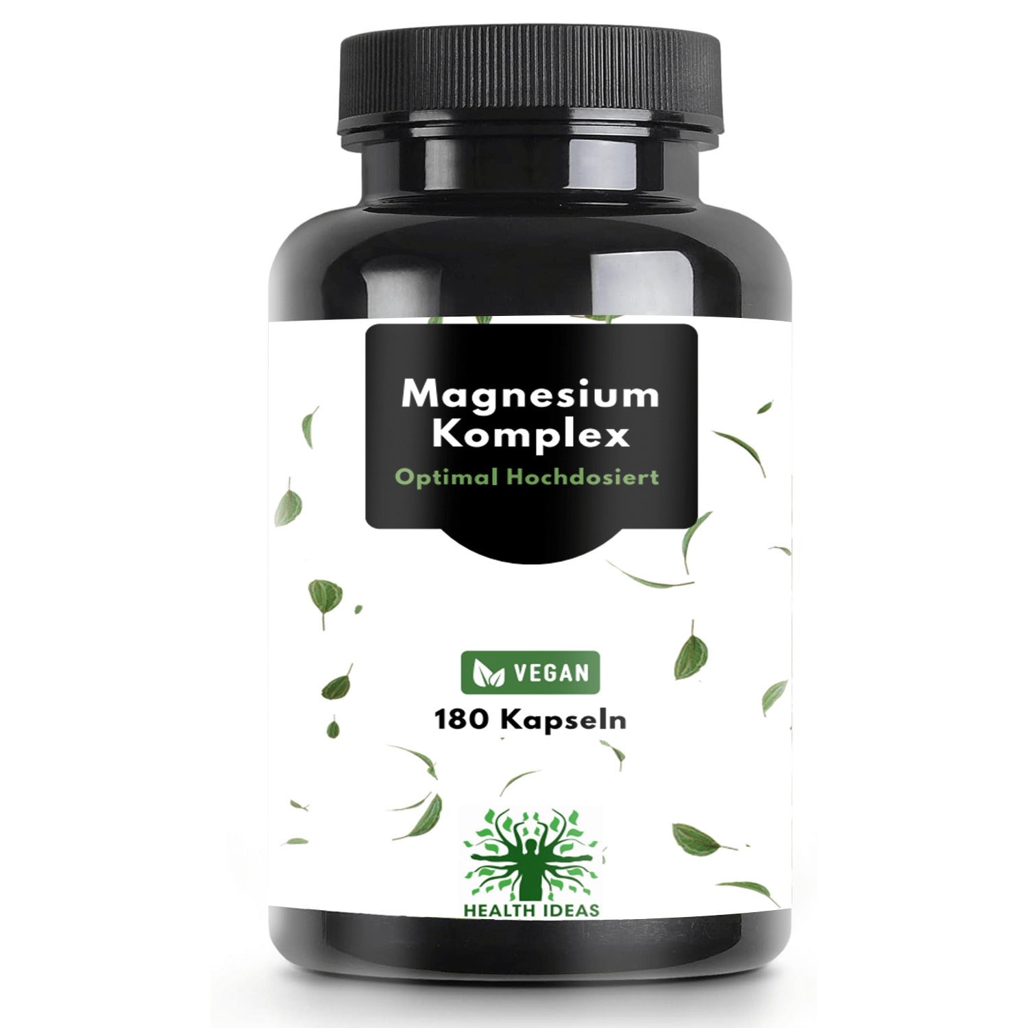 Cápsulas de Complejo de Magnesio – 180 Cápsulas Veganas – 400 mg de Magnesio Elemental por Porción Diaria – Citrato de Magnesio,Óxido, Bisglicinato y Malato