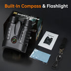 Binoculares de Visión Nocturna Infrarroja 4K con Gafas Protectoras, Zoom 8x, Capacidad de Grabación de Fotos y Videos, Batería Recargable de Larga Duración, Pantalla Grande de 8.13 cm, Incluye Correa de Transporte, Portátil para Excursiones, Versátil para