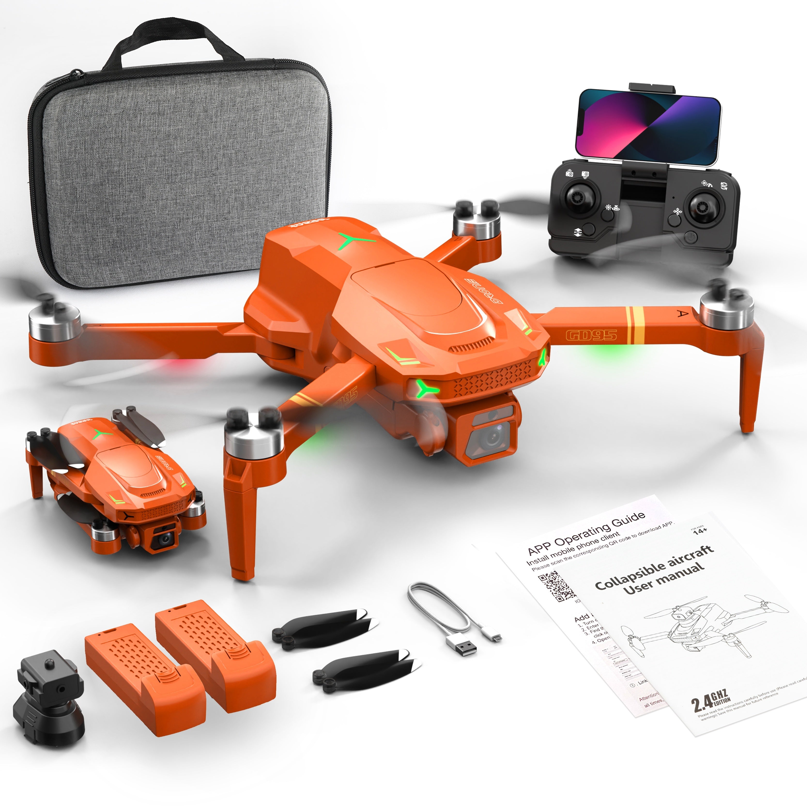 [ GD95 Dron Aéreo Profesional ] Diseño Plegable, Batería Dual de Larga Duración, Doble Cámara para Grabación, Mantenimiento de Altura y Giro de 360°, Ideal como Regalo de Navidad/Halloween o Cumpleaños para Novio