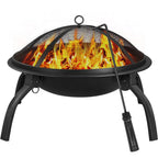 Costoffs Fogón de fuego con protector de chispas y gancho para olla, hoguera y cesta de fuego para exterior