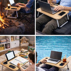 Escritorio plegable para computadora | Bandeja de mesita de noche para laptop | Escritorio portátil plegable para laptop | Práctico para desayunar en la cama/sofá | 60×40×26 cm