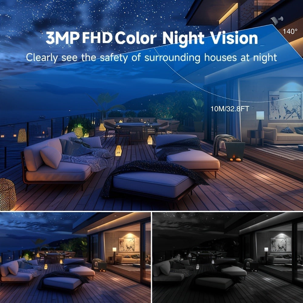 4pcs Cámara de Seguridad LaxiHub Inalámbrica para Exteriores, Resolución 1296P, Batería de 5200mAh, Almacenamiento en Nube/SD, Detección AI de Movimiento, Visión Nocturna a Color, Audio Bidireccional, Sin Tarjeta SD