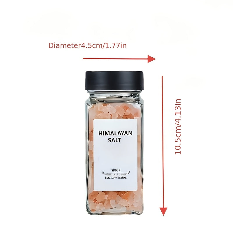 Juego de 12/24/36 tarros cuadrados de cristal para especias con etiquetas, recipientes herméticos de 4 oz, tapas agitadoras por vibración y tapones de plástico sellados, embudo plegable incluido, tarros decorativos MDecorative