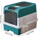 Caja de Arena para Gatos Espaciosa con Tapa Arenero - A Prueba de Fugas, Diseño Plegable, Soporta hasta 14.97 KG, Incluye Pala, Sin Rastro para Limpieza Fácil, Construcción Duradera de ABS/PE/Silicona, Forma Rectangular, Caixa de Arena para Gatos Extra Gr