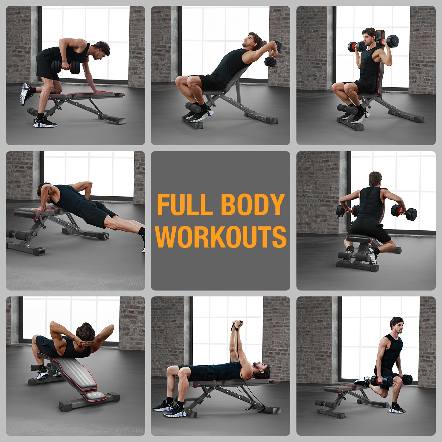 Banco de Pesas Plegable y Ajustable de 299.37KG - Construcción de Hierro Comercial, Respaldo de 10 Posiciones y 3 Alturas de Asiento, Banco de Gimnasio para el Hogar que Ahorra Espacio con Acolchado Grueso para Entrenamiento de Fuerza y Cardio