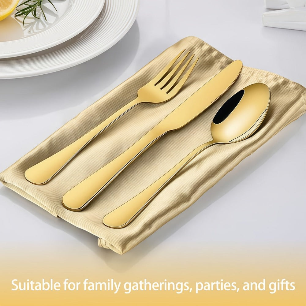 Juego de cubiertos de acero inoxidable de 60/40 piezas, vajilla de colores/dorada/negra, incluye cuchillo de mesa, tenedor de mesa, cuchara de mesa, tenedor de ensalada, cuchara de postre, apto para familia, restaurante, boda, vajilla de festividades, reg