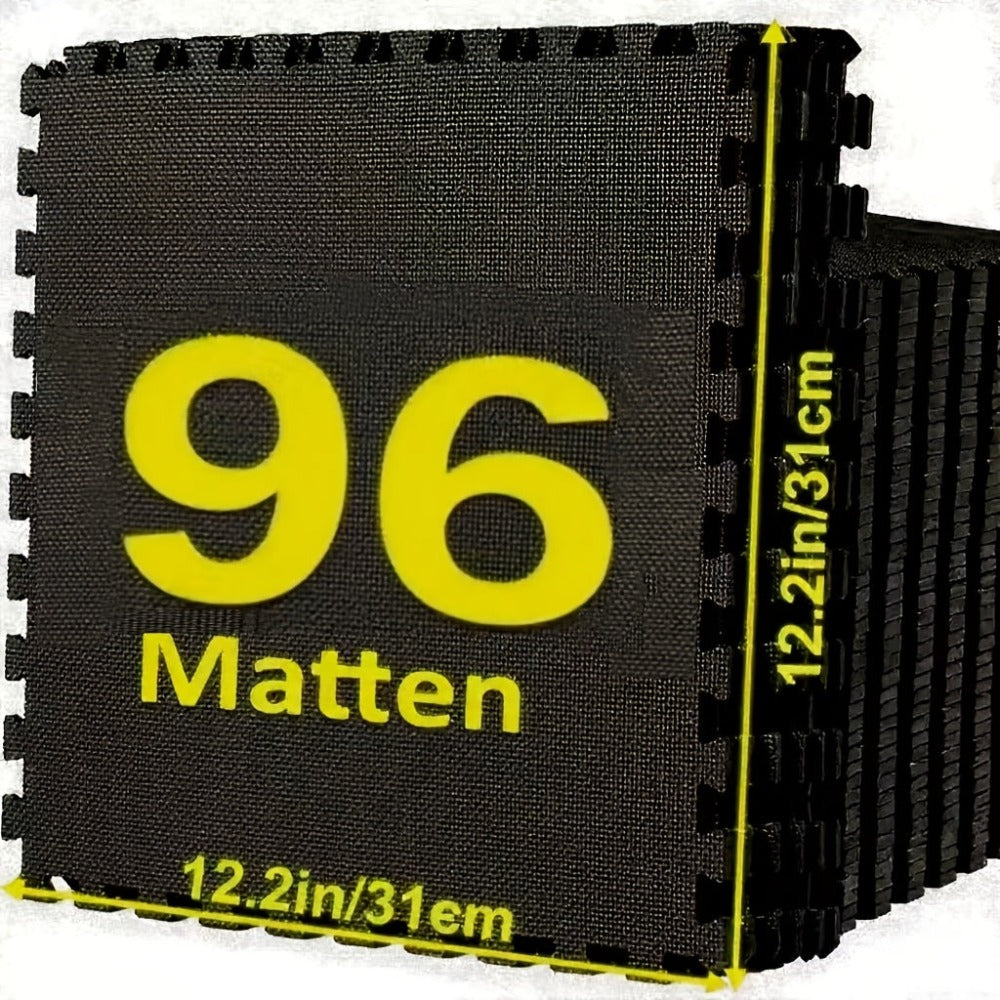 96/108 piezas de tapetes de gimnasio entrelazados de espuma EVA, 30 x 30 cm, tapetes de ejercicio tipo puzzle con baldosas para el suelo, suelo para gimnasio en casa, equipo de ejercicio, tapete de fitness, ideal para yoga, pilates y fitness en casa