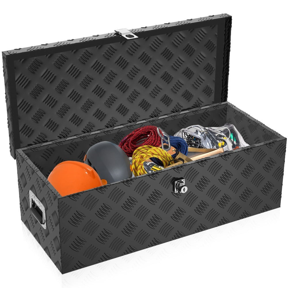 Organizador de Herramientas Caja de Aluminio con Correas para Transporte y Almacenamiento de Utensilios Eléctricos, Jardinería y Manuales