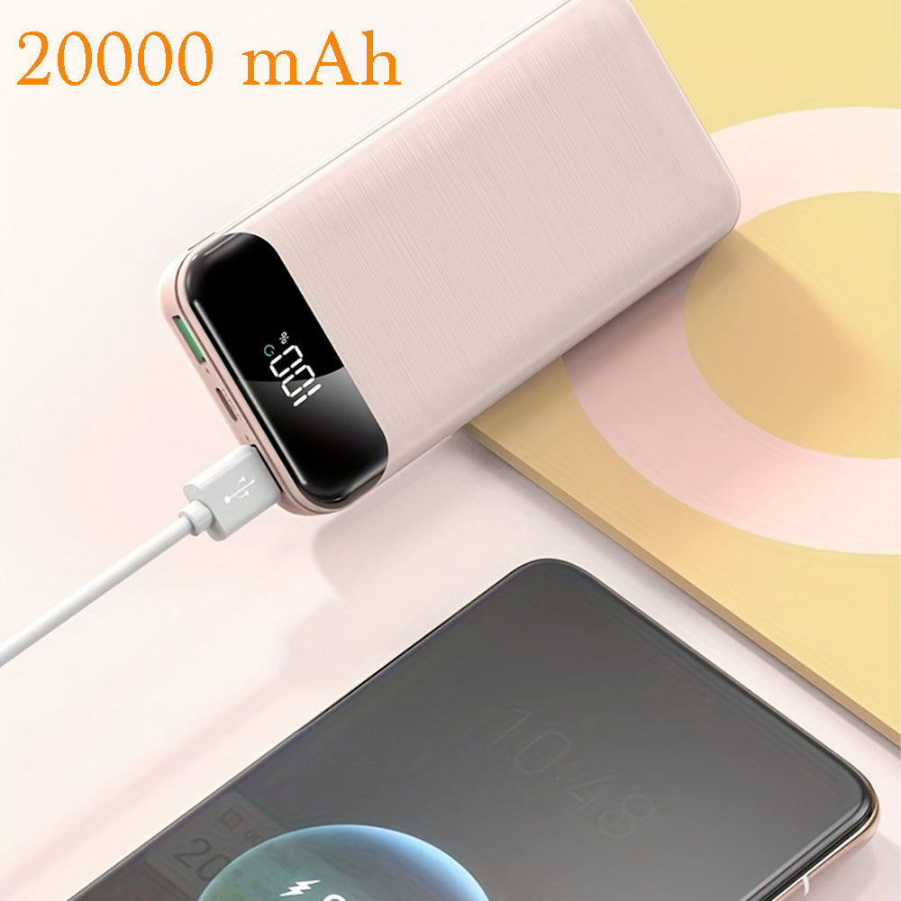 Batería Externa Portátil de Gran Capacidad de 20000Mah, 2 Salidas USB y Salida/Entrada Tipo-C, Ideal para Cargar Dispositivos Móviles, Equipada con Pantalla LED/ Múltiples Colores para Elegir, Dispositivo de Fuente de Alimentación de Emergencia Portátil p