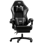 Silla de Juegos Furnishia con Reposapiés, Silla de Computadora Ajustable en Altura con Soporte Lumbar y Reposacabezas para Adultos, Silla de Oficina Giratoria 360 Grados para Oficina, Dormitorio, Estación de Trabajo Robusta