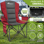 TRESKO® Silla de Camping Plegable hasta 200Kg | Silla Plegable con Bolsa Nevera, Portavasos y Bolsillo Lateral | Silla XXL Plegable Incluye Bolsa de Transporte | Silla de Pesca Acolchada para Exterior, Pesca, Festival y Jardín