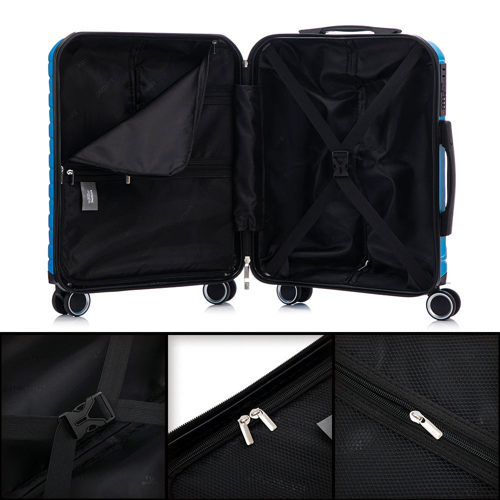 Juego de 4 Maletas 55x40x20cm ABS+Policarbonato | Maleta Mediana Expandible 66x45x27.50 - 30cm Extendido - 23kg | Neceser 29cm | Maleta Grande Expandible:75x49x31 - 33.50cm Extendido - 25kg | Semirrígida trolley 4 ruedas giratorios a 360º cierre numérico